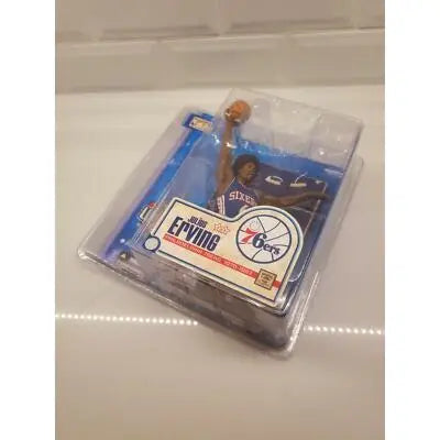 Julius Erving action figure in packaging wearing blue jersey from NBA McFarlane Legends