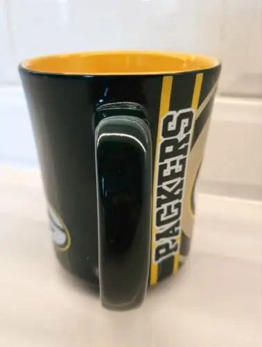 Green Bay Packers mug with Green/Gold logo, ceramic coffee cup for fans