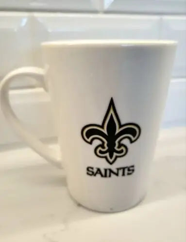 White Orleans Saints Bone China Coffee Mug by Duck House with EZ Grip design