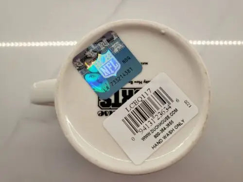 Bottom view of New Orleans Saints Bone China coffee mug with stickers decoration