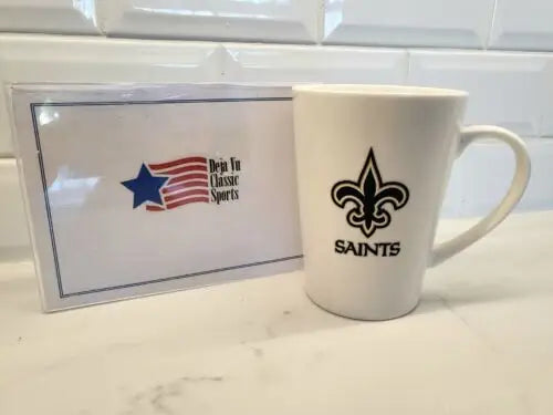 White Orleans Saints Bone China Coffee Mug by Duck House with EZ Grip design