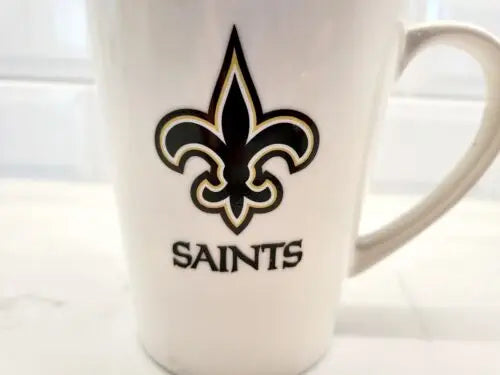 White Orleans Saints Bone China Coffee Mug by Duck House for fans and collectors