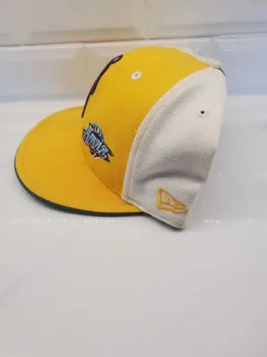 Yellow and white baseball cap from Orleans Jazz 1970s Authentic Vintage Hat collection