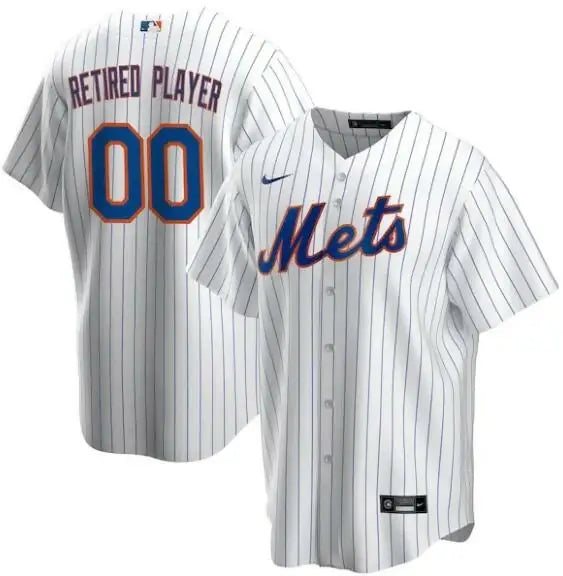 White pinstripe baseball jersey from the New York Mets Nike Home Pick-A-Player Retired Roster Replica Jersey