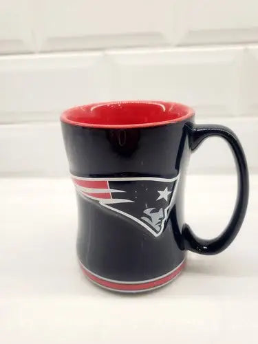 NFL New England Patriots blue logo sculpted mug officially licensed for Patriots fans