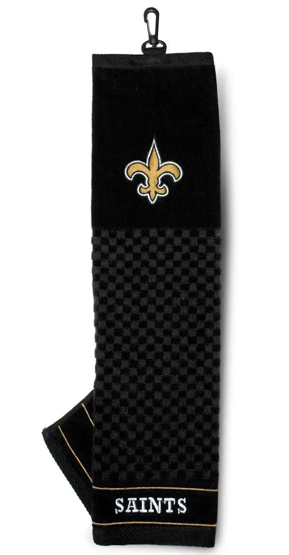 Embroidered golf towel with New Orleans Saints logo and team name for NFL fans