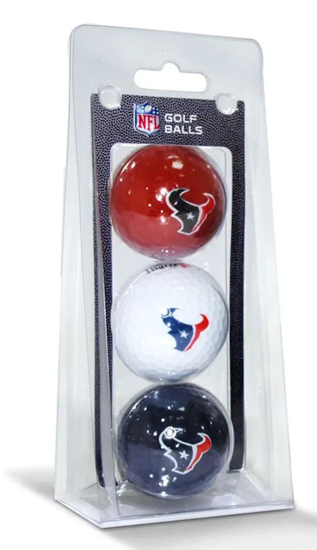 Set of three Houston Texans golf balls in NFL official colors for fans and collectors