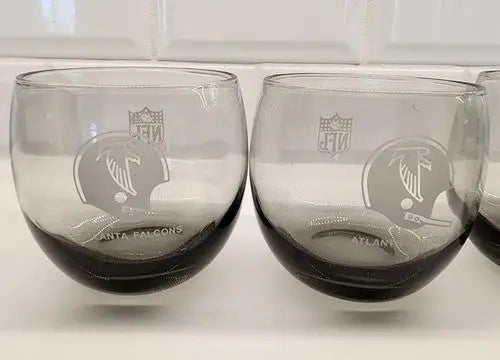 NFL Vintage Atlanta Falcons smokey Rolly Polly glasses set of 4 rare collectible