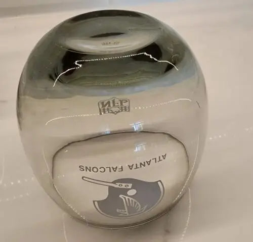 Atlanta Falcons vintage glass paperweight featuring smokey rolly polly design in rare set