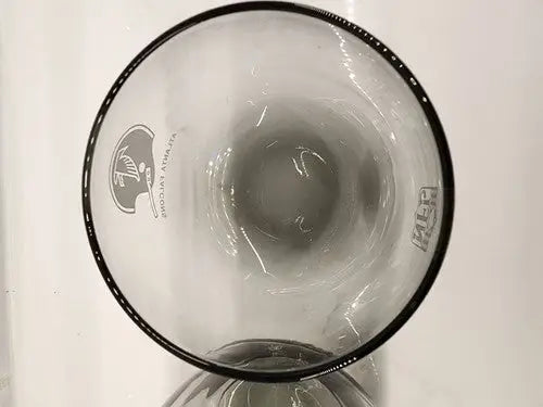 Clear glass percussion instrument from vintage Atlanta Falcons smokey Rolly Polly glasses set