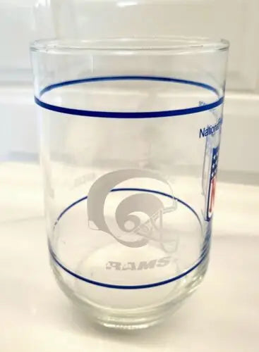 Clear glass featuring Rams logo from the Vintage National Football Conference Western Division