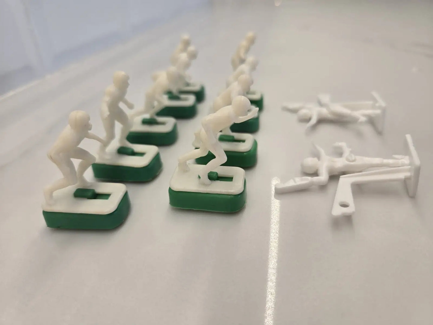 White plastic football game pieces for NFL Vtg 1970s Tudor electronic football set
