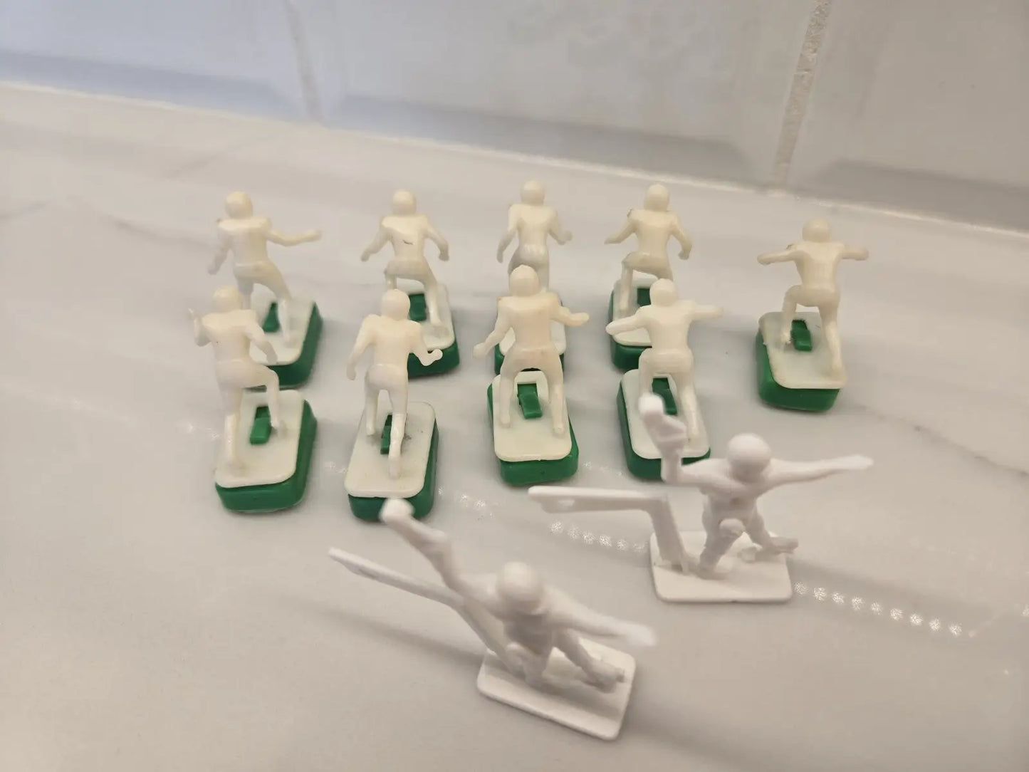 Plastic toy army men displayed with NFL Vtg 1970s Tudor Electronic Football Set