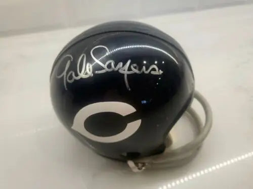 Autographed Gale Sayers Chicago Bears mini-helmet with COA for collectors