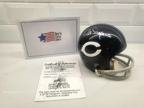 Signed Gale Sayers Chicago Bears Mini-Helmet with Certificate of Authenticity