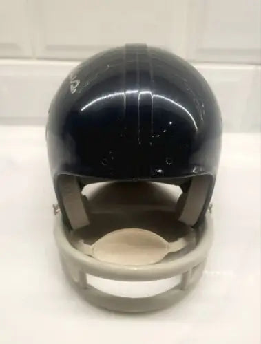 Dark blue Chicago Bears mini-helmet with gray face mask signed by Gale Sayers