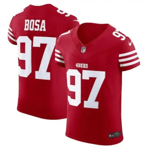 Red Nick Bosa San Francisco 49ers Nike Vapor F.U.S.E. Elite Jersey with 97 on front and back