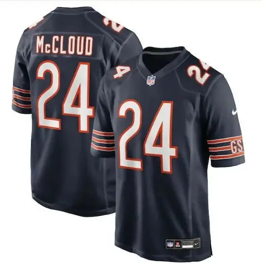 Dark blue Nick McCloud Chicago Bears Nike team game jersey with number 24 and name McCLOUD