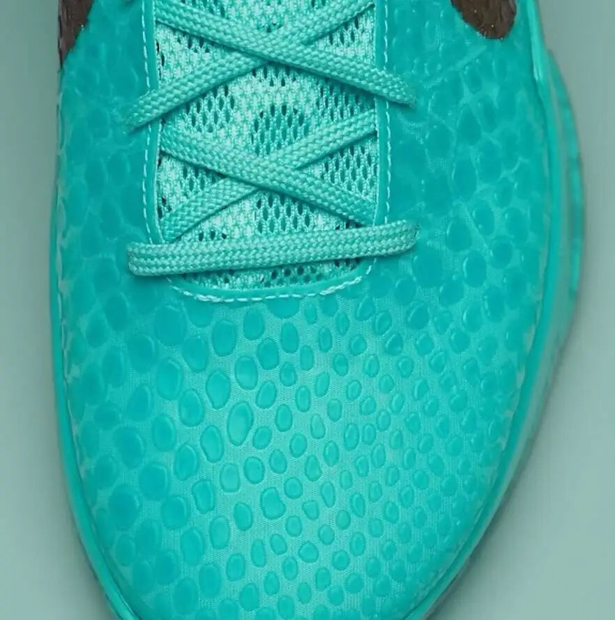 Nike Kobe 6 Statue Of Liberty turquoise athletic shoe with textured scale pattern fast shipping