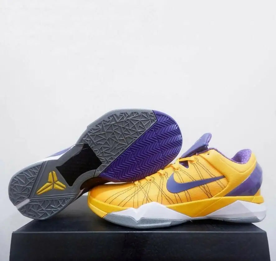 Nike Kobe 7 Yin Yang basketball shoes in yellow, purple, grey with fast shipping options