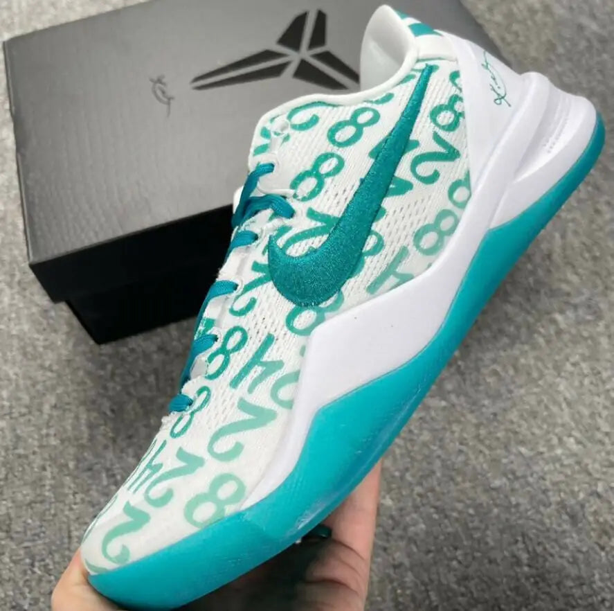 Nike Kobe 8 Protro Radiant Emerald athletic shoe with pattern, Nike swoosh, fast shipping