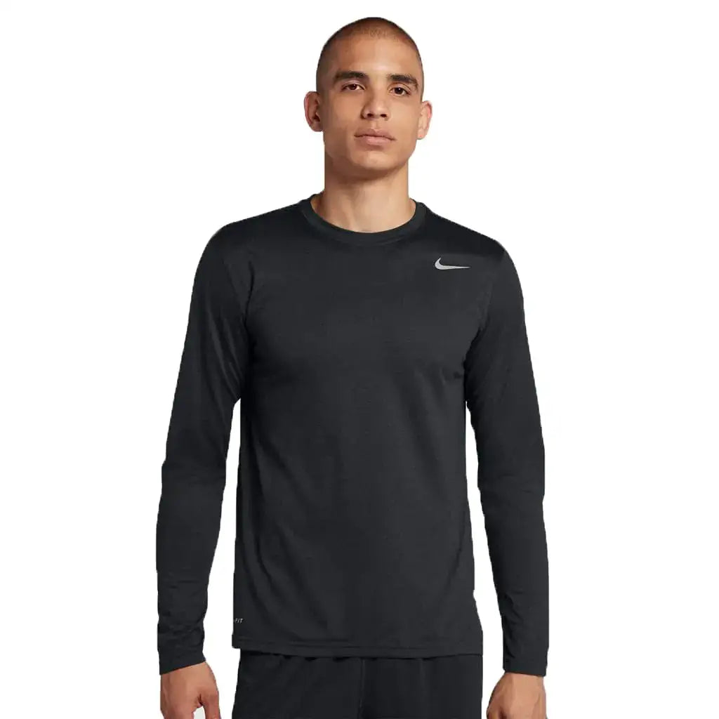 Black long-sleeve Nike Dry Anti-Odor Dri-Fit athletic shirt front view
