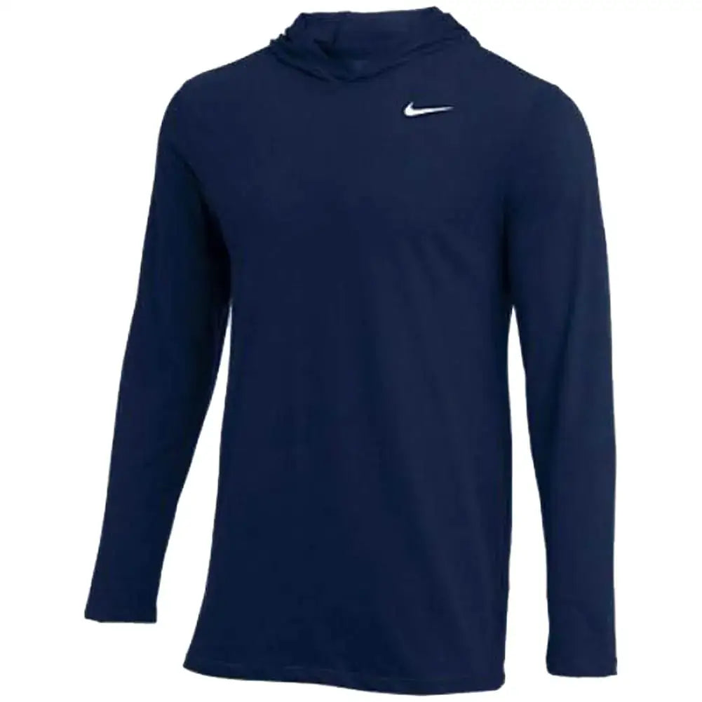 Navy blue Nike men’s dry long sleeve hood tee in College Navy size Medium