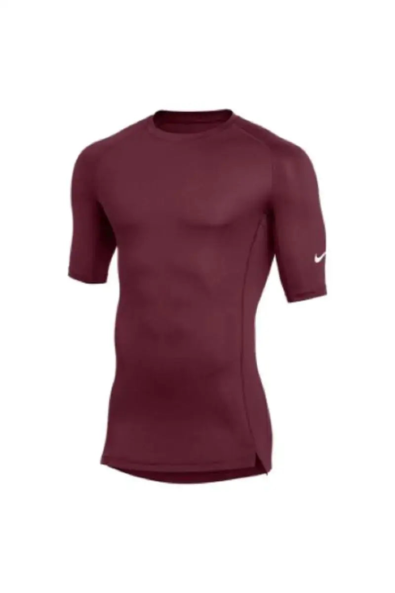 Maroon Nike compression shirt displayed on Nike Mens Pro Fitted Half Sleeve Tee XXL