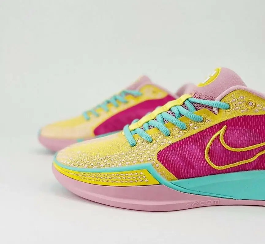 Colorful Nike Sabrina 1 Ep athletic shoes in pink yellow turquoise with fast shipping