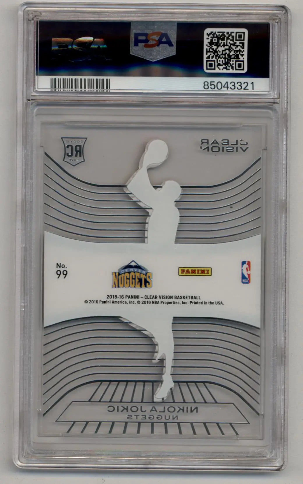 Graded Nikola Jokic 2015-16 Panini Clear Vison #99 PSA 9 Mint basketball card