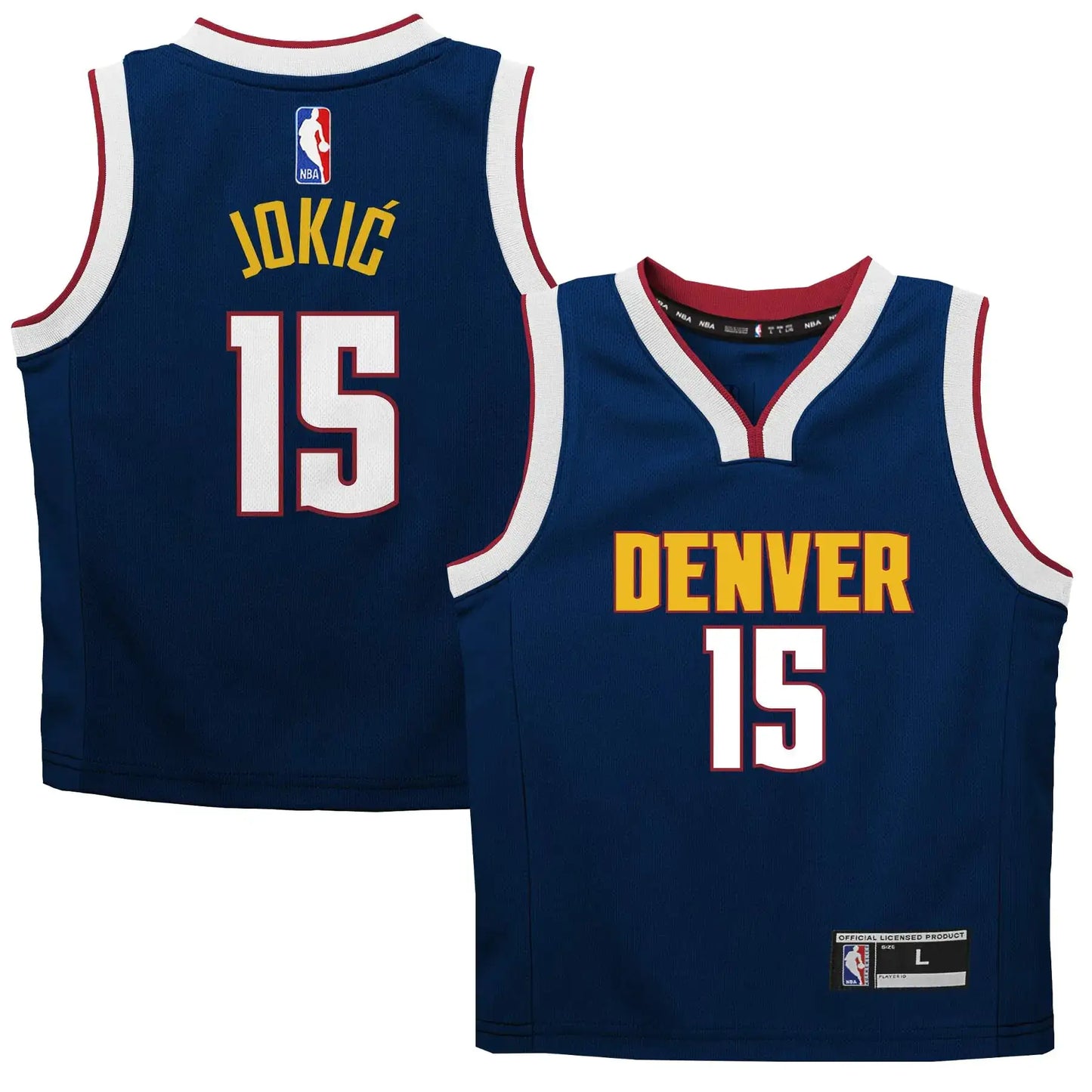 Blue and gold Nikola Jokic Denver Nuggets boys youth jersey for kids ages 4-7