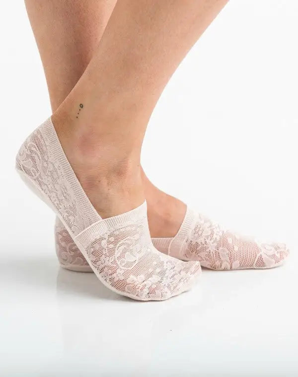 Floral lace no-show sneaker socks with subtle ankle tattoo for comfortable style