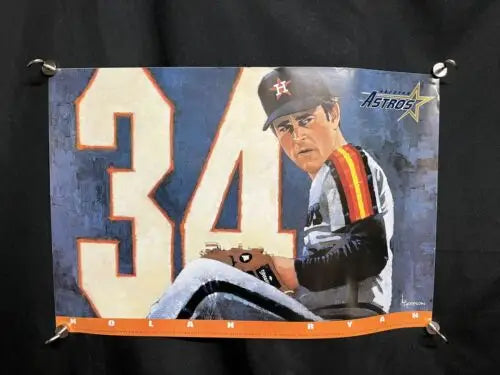 Nolan Ryan Astros jersey retirement poster from Sept 29 1996 at Astrodome 12x18