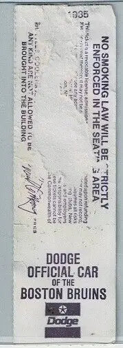 Vintage Boston Bruins hockey ticket stub from Nov 24 1984 at Stub Garden NHL