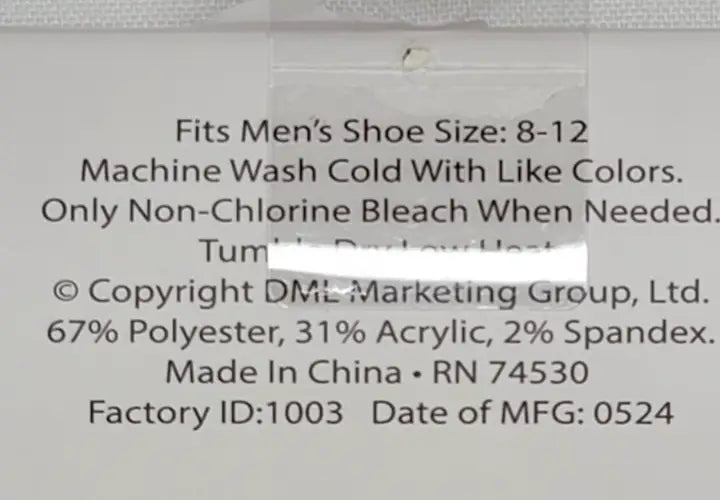 Product care and material info for NWT LEGALE Merry Christmas Santa Socks Shoe Size 8-12 Men