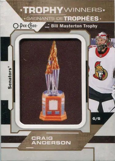 Orange and gold trophy with flame top for O-Pee-Chee Winners Patch Chase Card