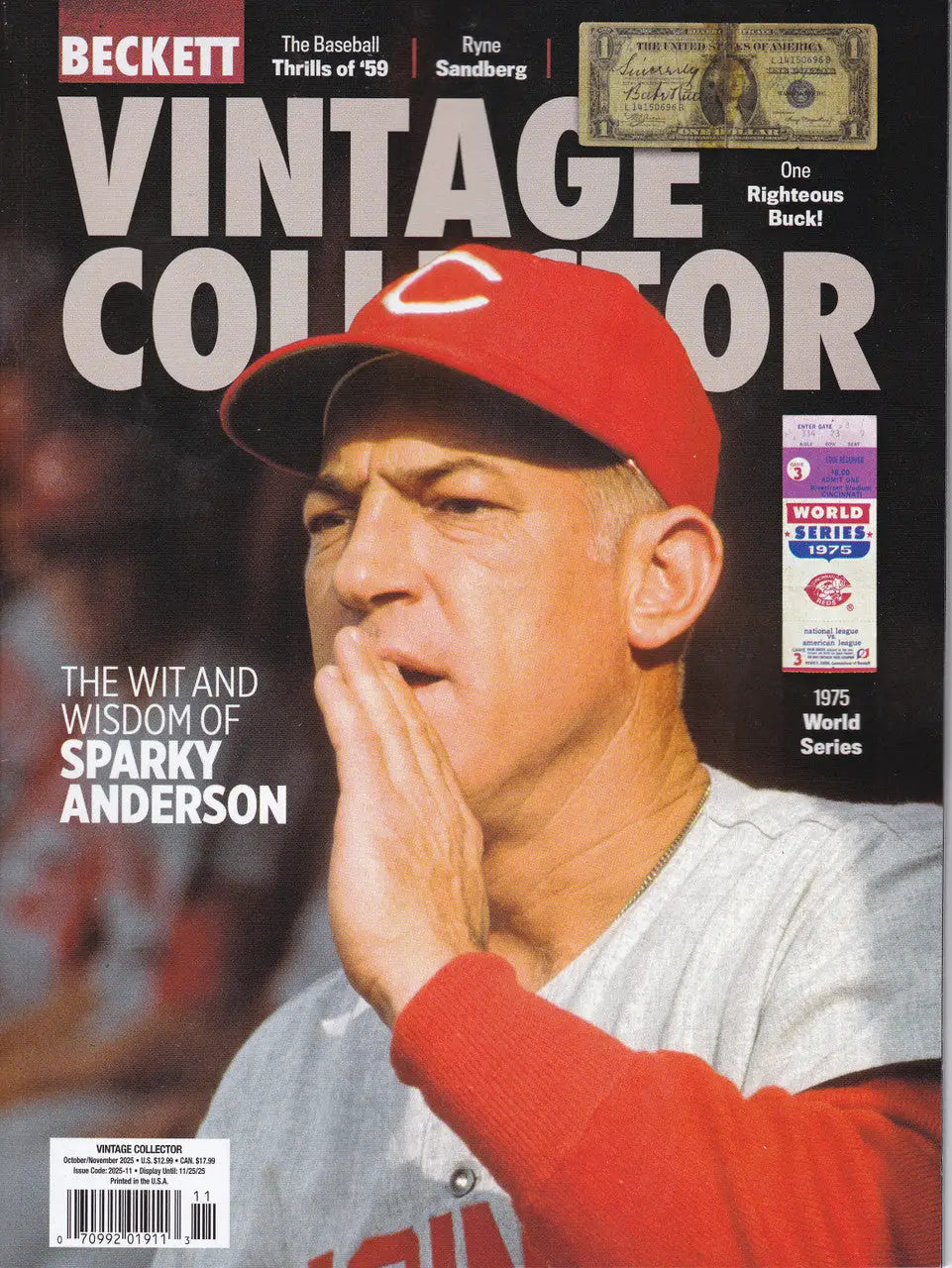 Vintage Collector Beckett Price Guide October November 2025 featuring Sparky Anderson