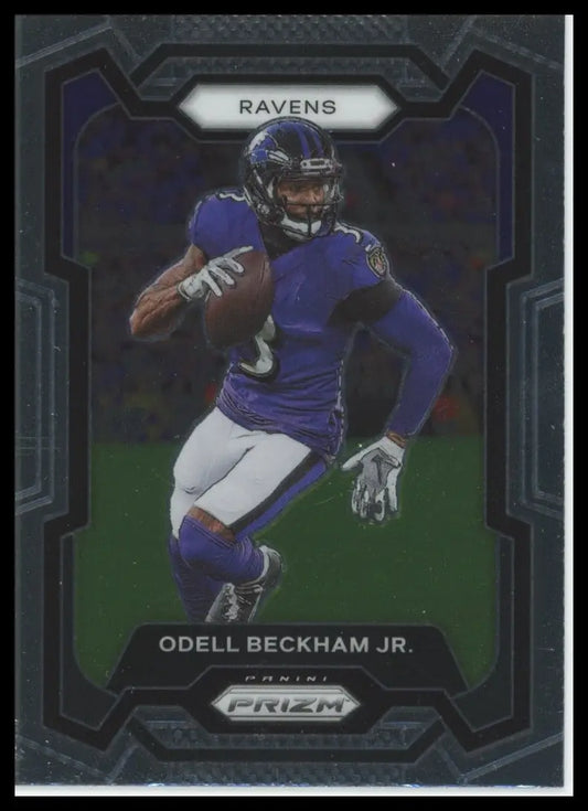 Football trading card of Odell Beckham Jr. from Panini Prizm 2023 Baltimore Ravens