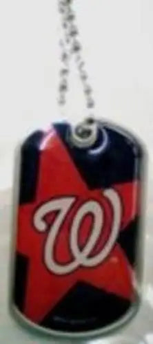 Dog tag-style pendant necklace featuring the licensed MLB Washington Nationals logo