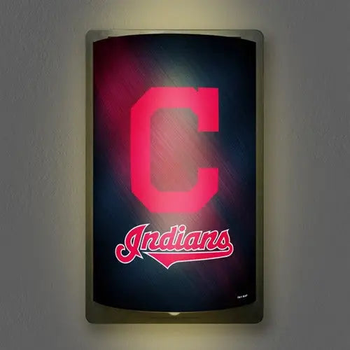 Illuminated Cleveland Indians logo sign for MLB trading cards collection display