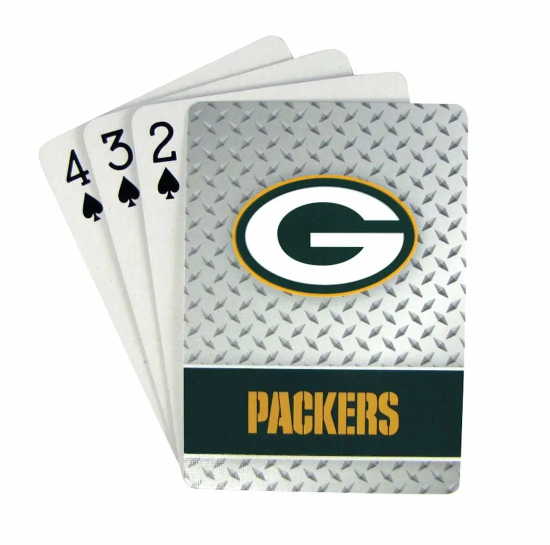 Green Bay Packers logo and team name on Official NFL Playing Cards displayed