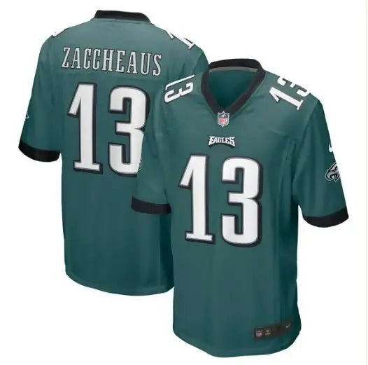 Green Philadelphia Eagles Zaccheaus #13 Nike men’s game football jersey on display