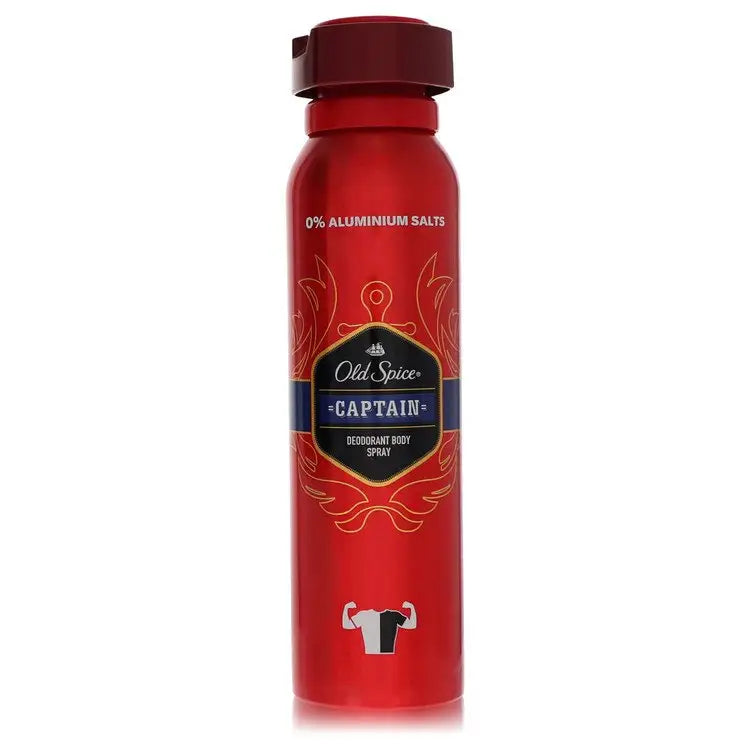Red Old Spice Captain deodorant spray can with maroon cap for spice captain freshness