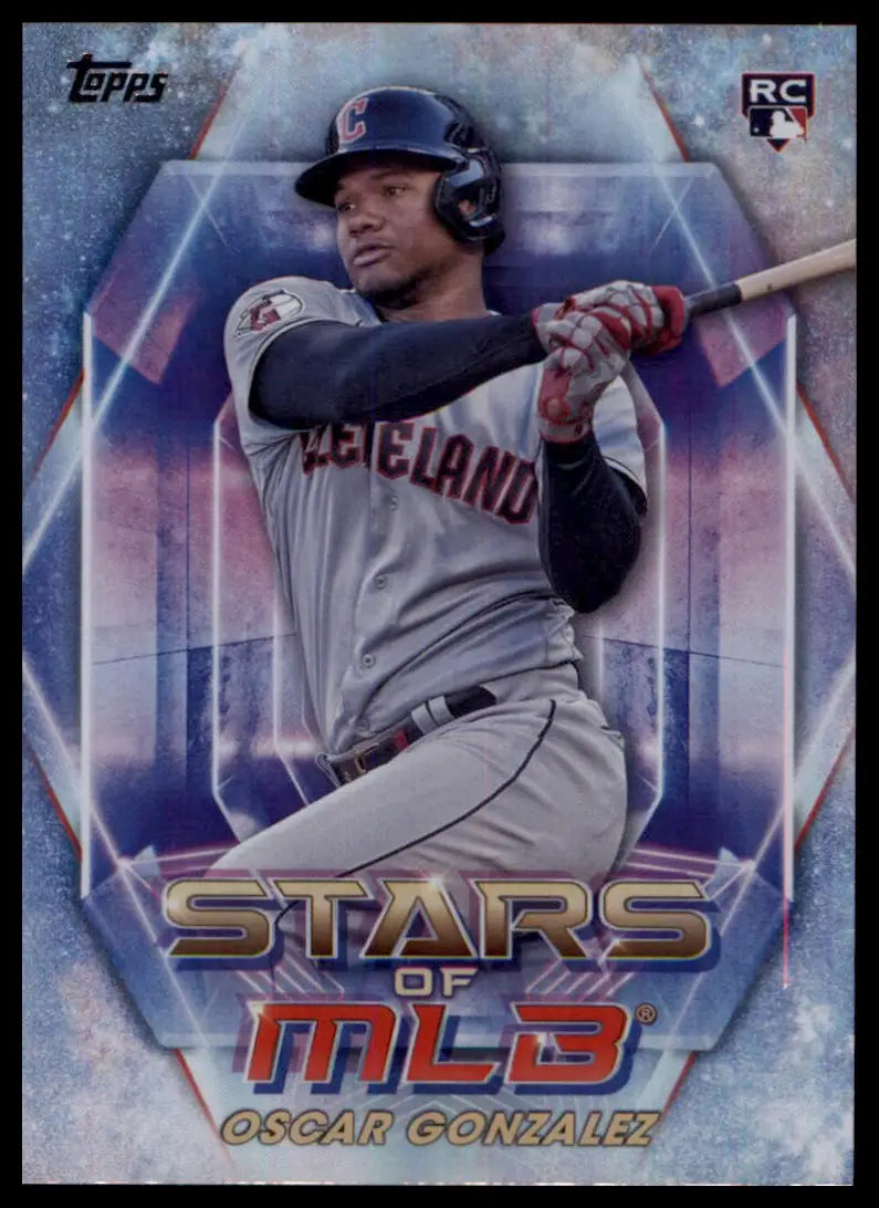 Oscar Gonzalez baseball card from 2023 Topps Stars of MLB series featuring Cleveland Guardians
