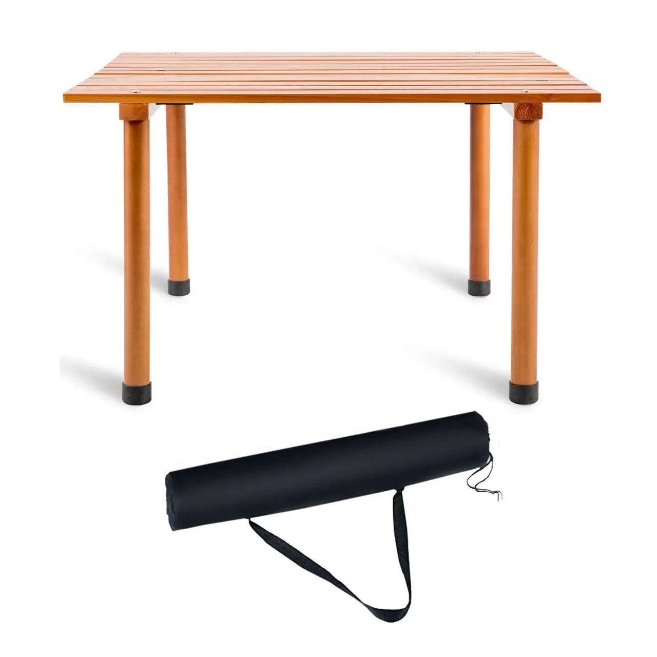 Outdoor Portable Roll-Up Folding Wood Patio Table with Carry Bag - Folding Tables