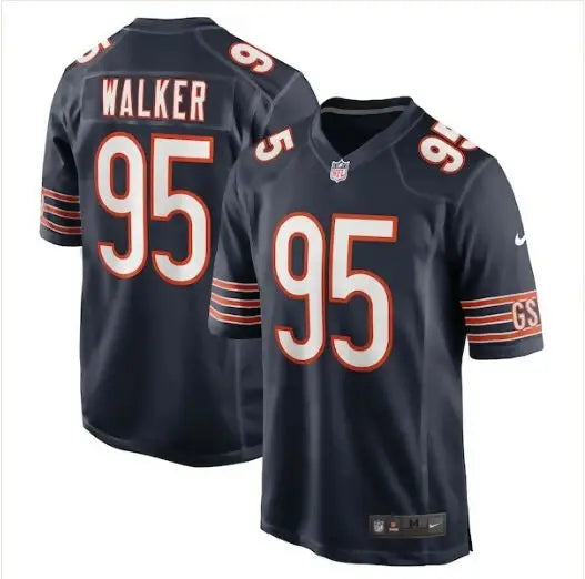 Dark blue P J Walker Chicago Bears Nike game jersey with number 95 and Walker on back