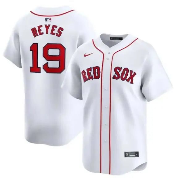 White Boston Red Sox Nike Home Limited Player Jersey featuring Pablo Reyes’ name and team logo