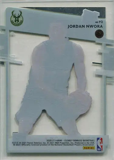 Basketball player silhouette on a Panini trading card featuring rated rookie Jordan Nwora