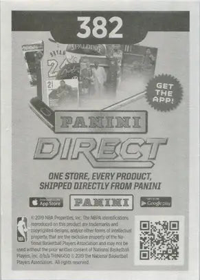 Panini Direct Basketball 2019-20 Rookie Sticker Card 382 featuring Ja Morant trading card