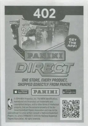 Advertisement for Panini Direct featuring Zion Williamson Rookie Sticker Card 402